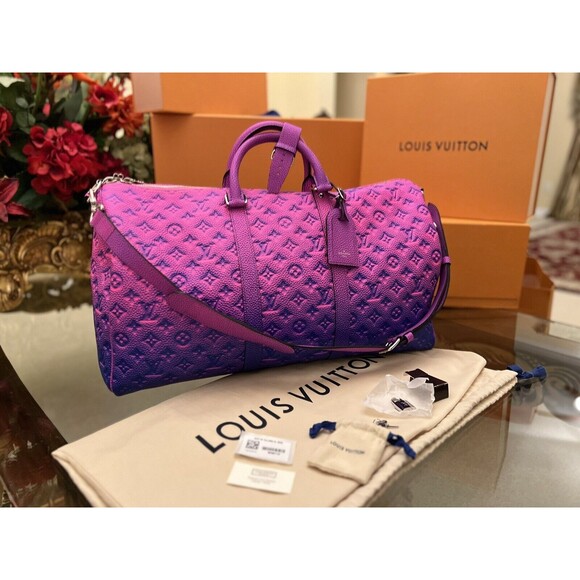 New Louis Vuitton Keepall B 50 Illusion M59713 💯% Authentic Pink/Blue Duffle 🥇 - Picture 1 of 12